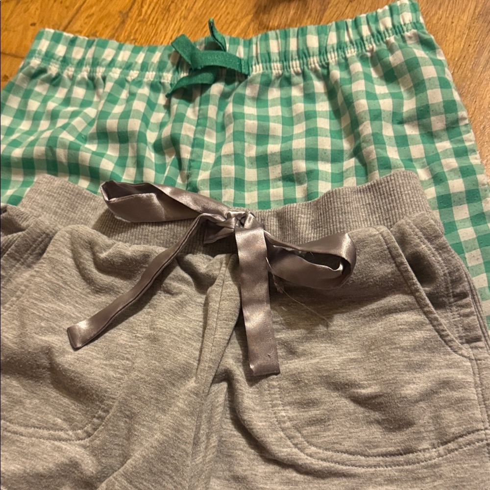 Green Checkered and Gray Pajama Shorts